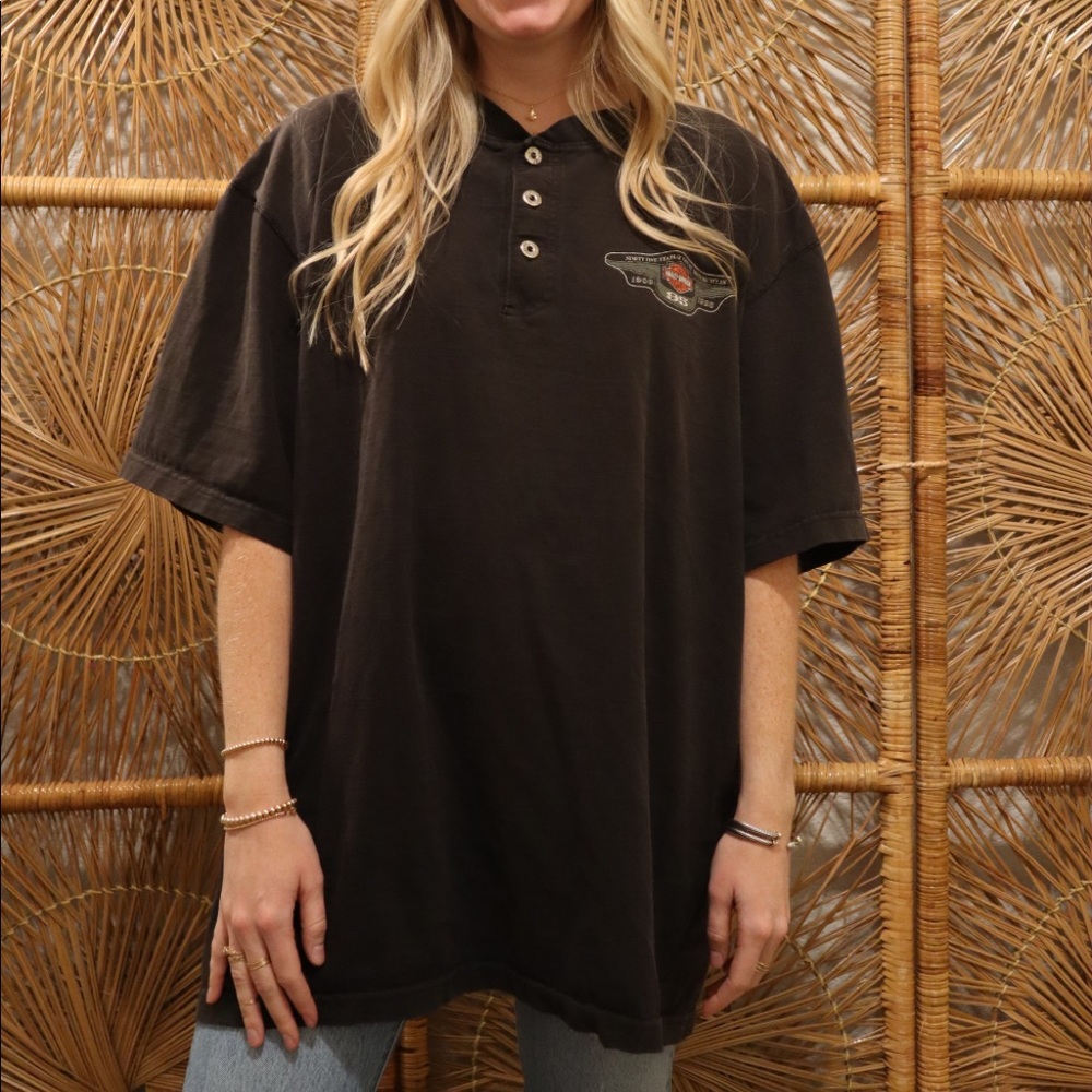 Vintage Harley Davidson Henley Tee